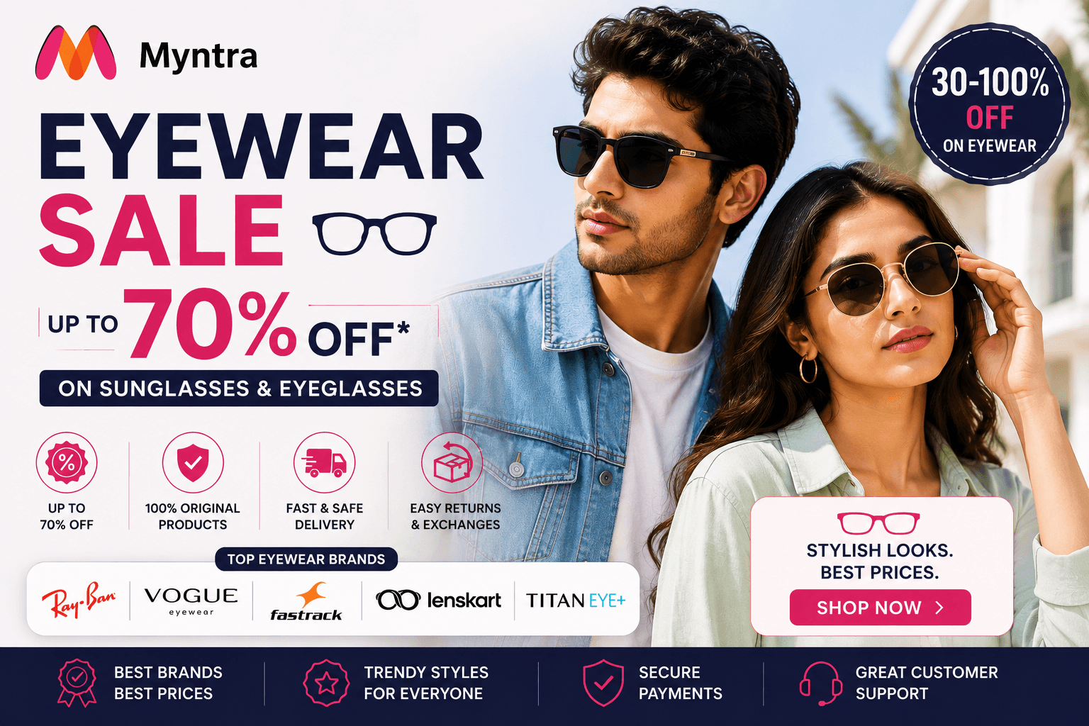 Myntra Eyewear Sale – Up to 70% Off on Sunglasses & Eyeglasses