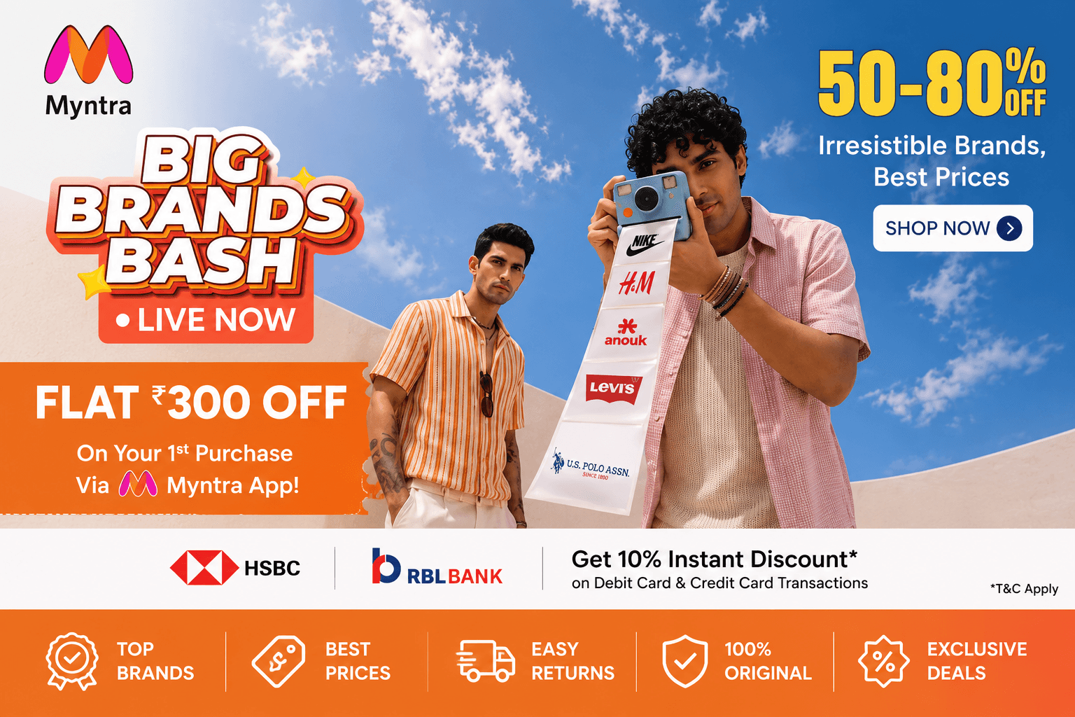 Myntra Big Brands Bash – Up to 80% Off on Top Brands